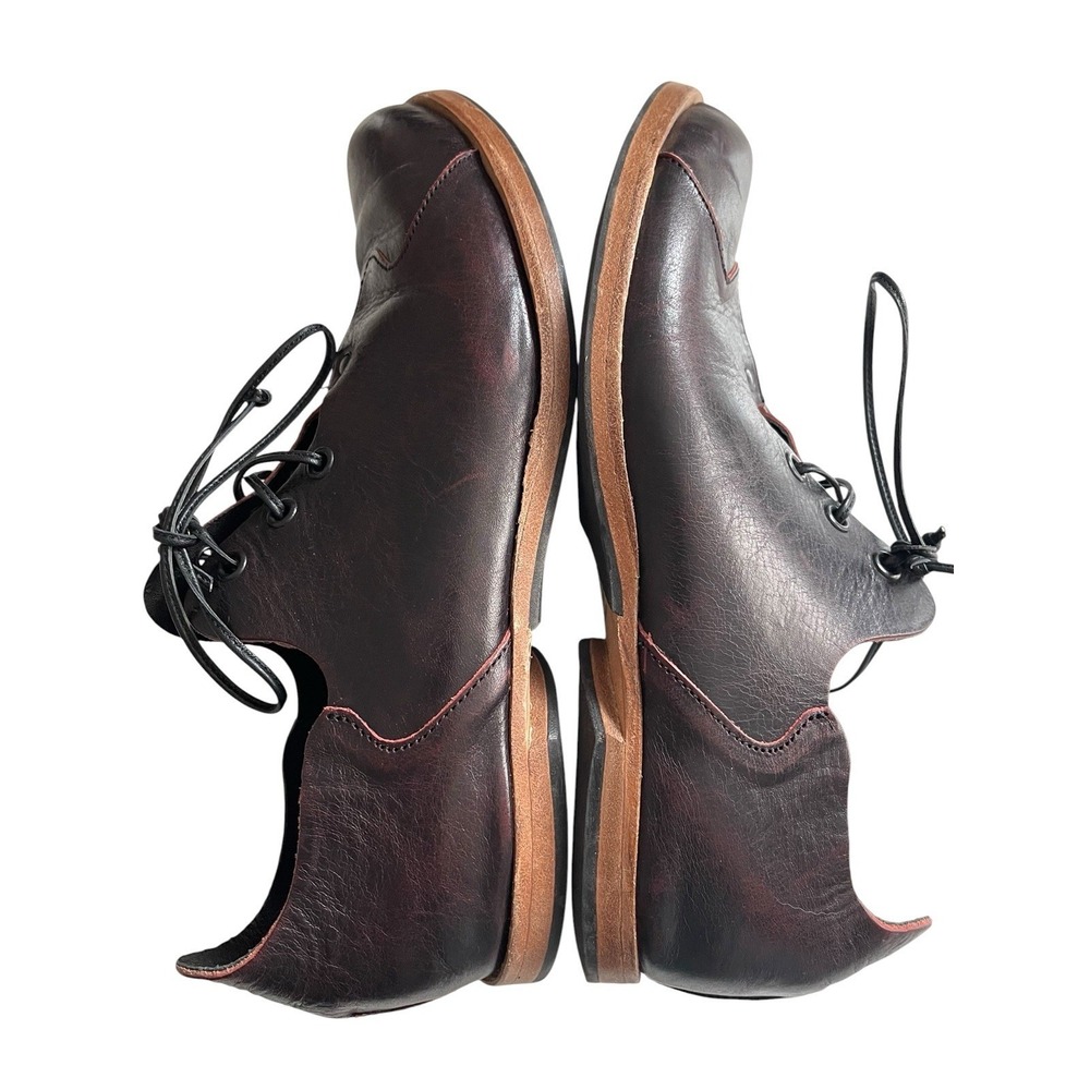 CYDWOQ Otter Lace Up Oxfords Shoes Burgundy Leather Handmade Sz 39 Dark Academia - Picture 5 of 9